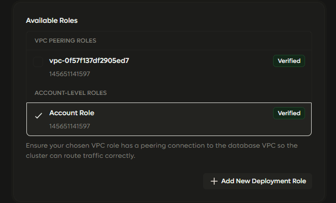 BYOVPC Select Role