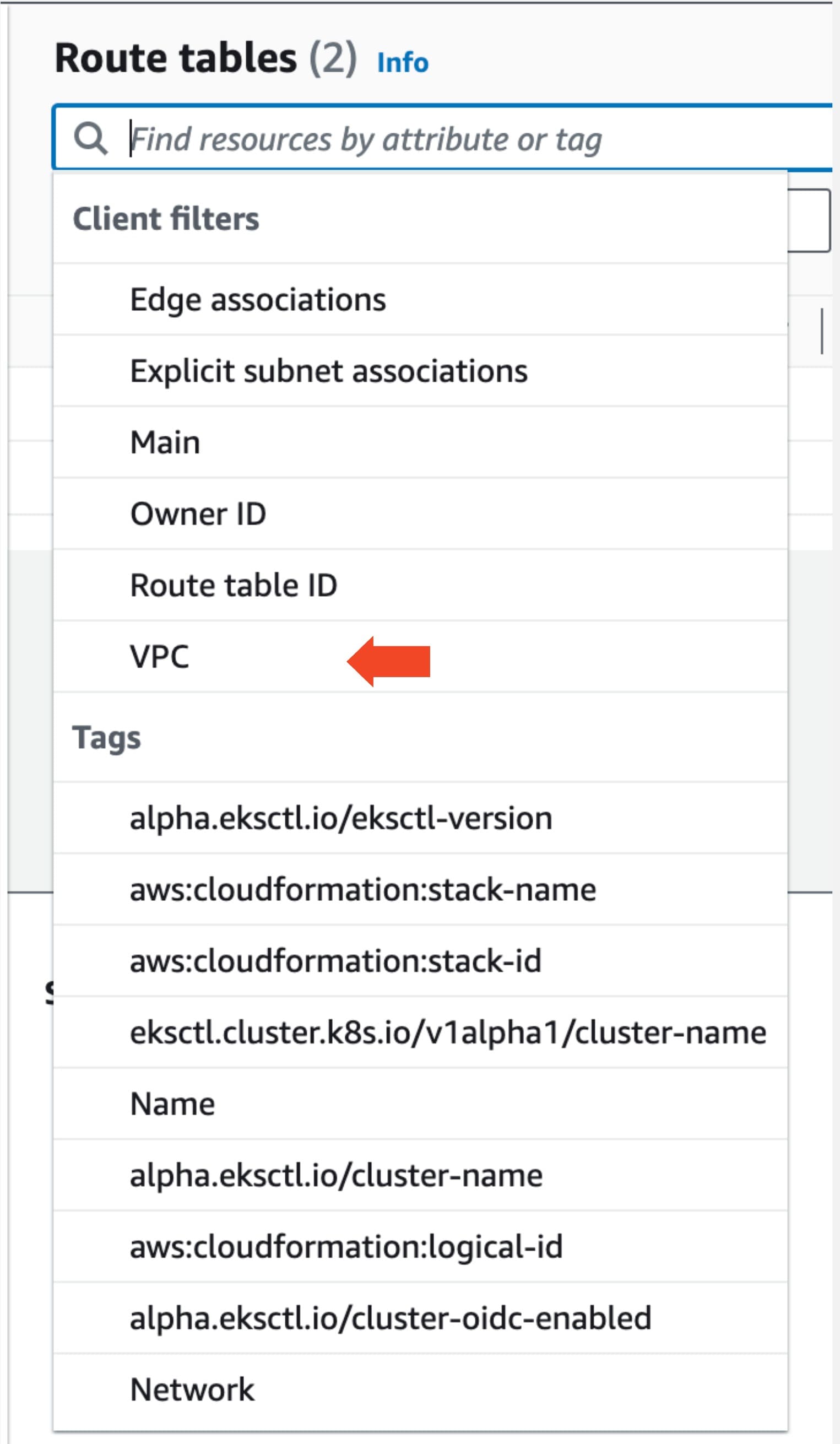 VPC Peering Filter VPC