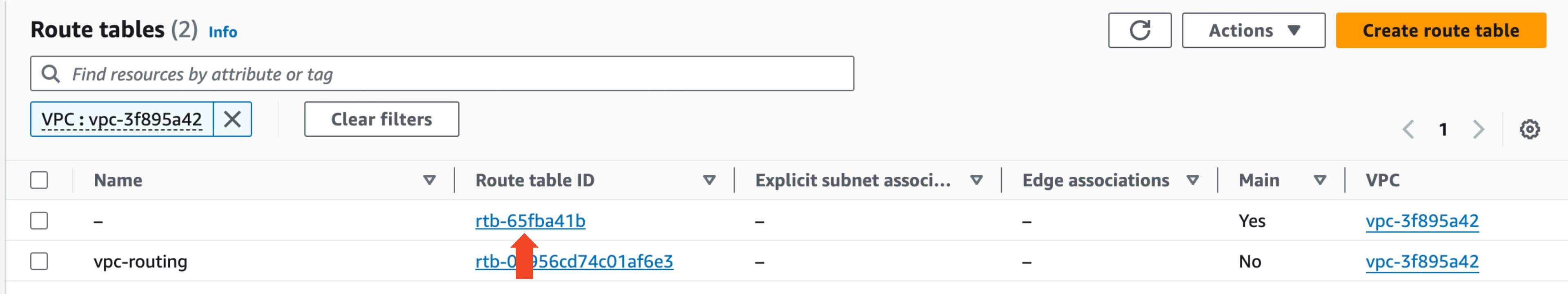 VPC Peering Route Table Select