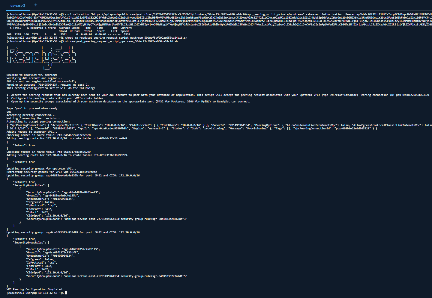 VPC Peering Connection String