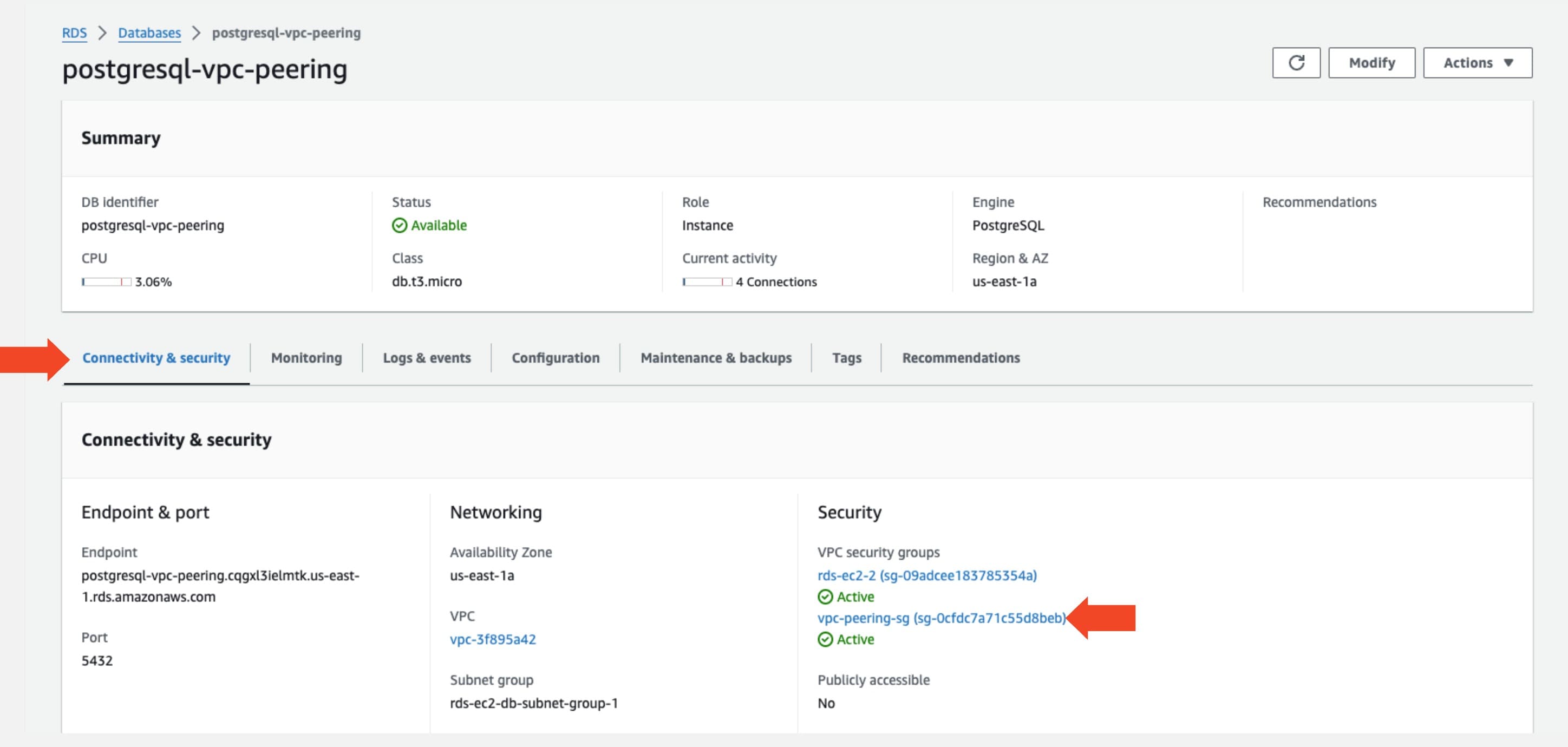 VPC Peering Security Group Inbound Select