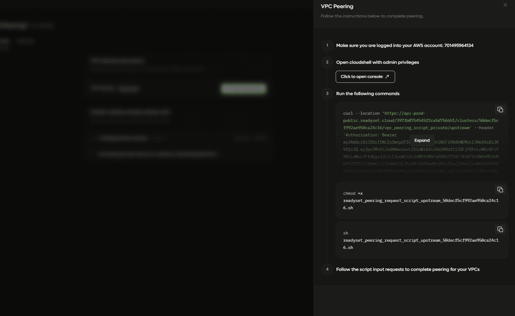 VPC Peering Connection String