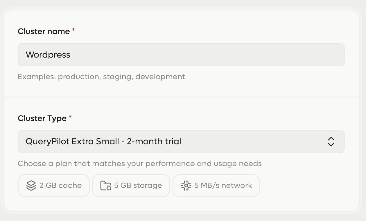 Select cluster type
