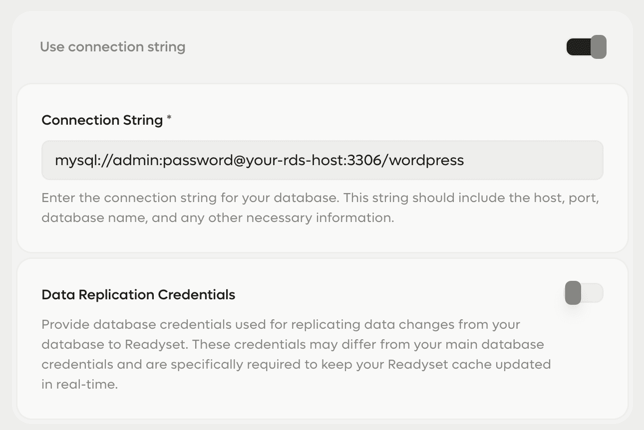 MySQL credentials