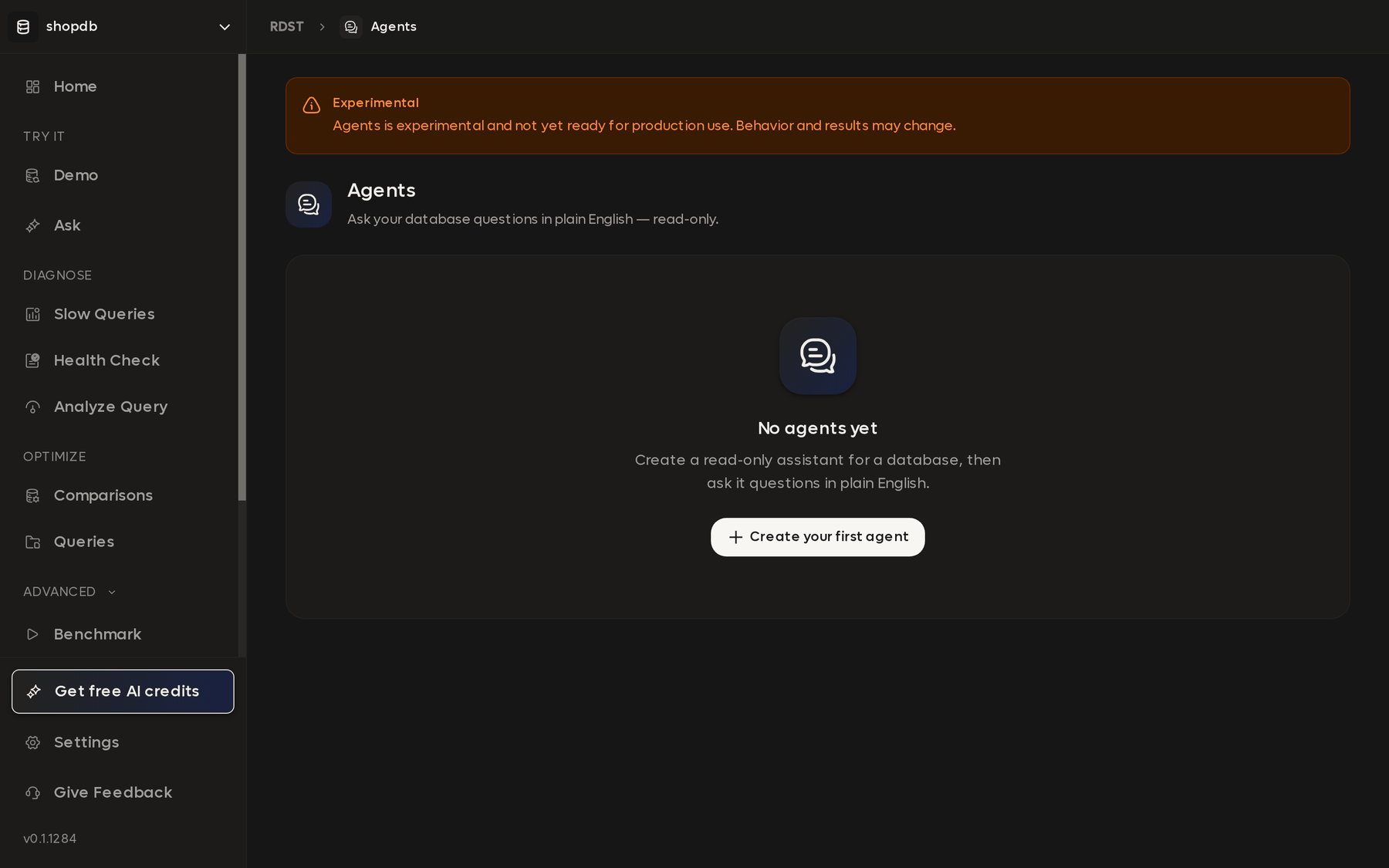 The Agents screen
