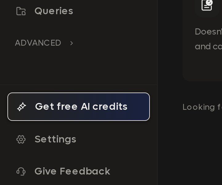 The Get free AI credits button at the bottom of the sidebar