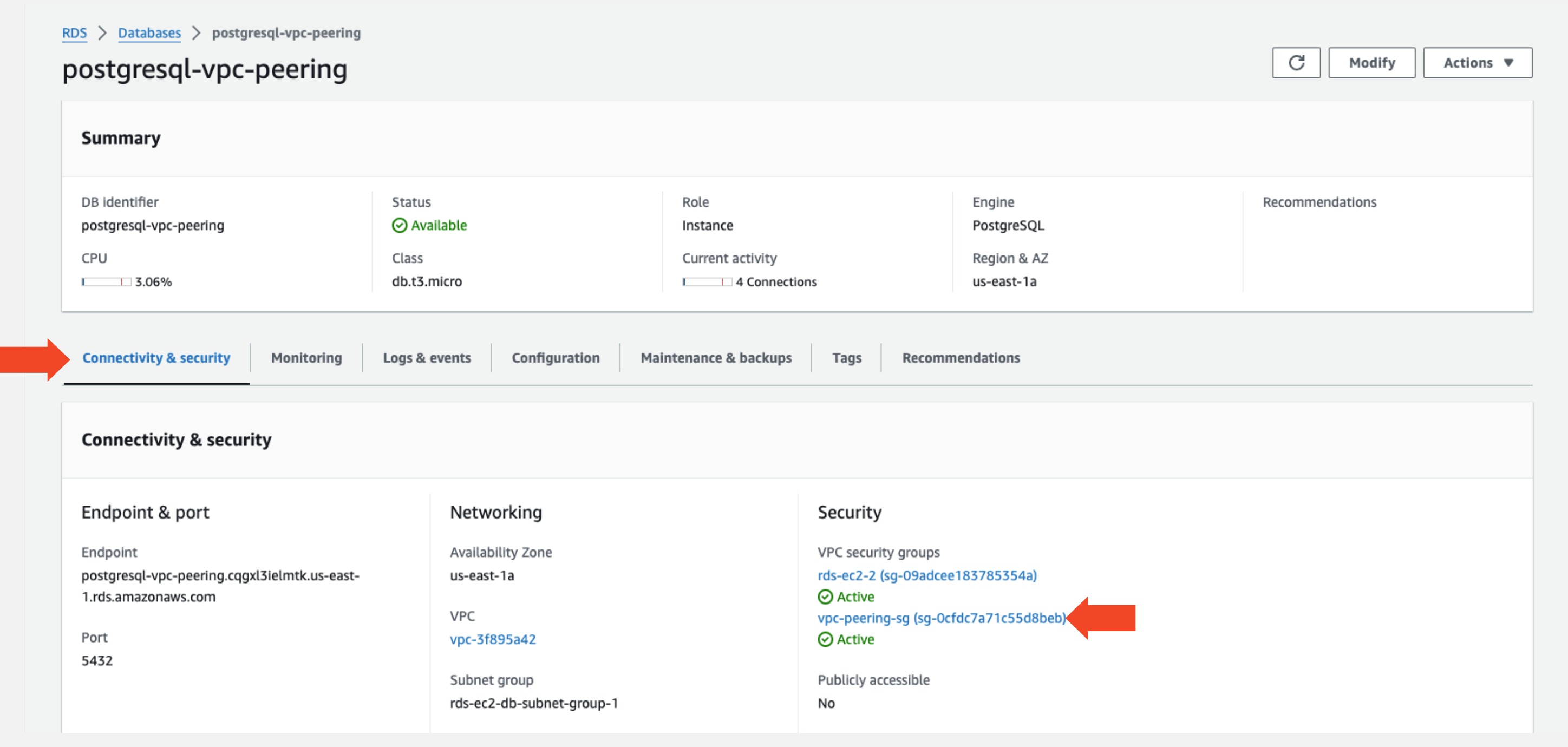 VPC Peering Security Group Inbound Select
